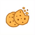 Two chocolate chip cookies icon of chocolate cake Royalty Free Stock Photo